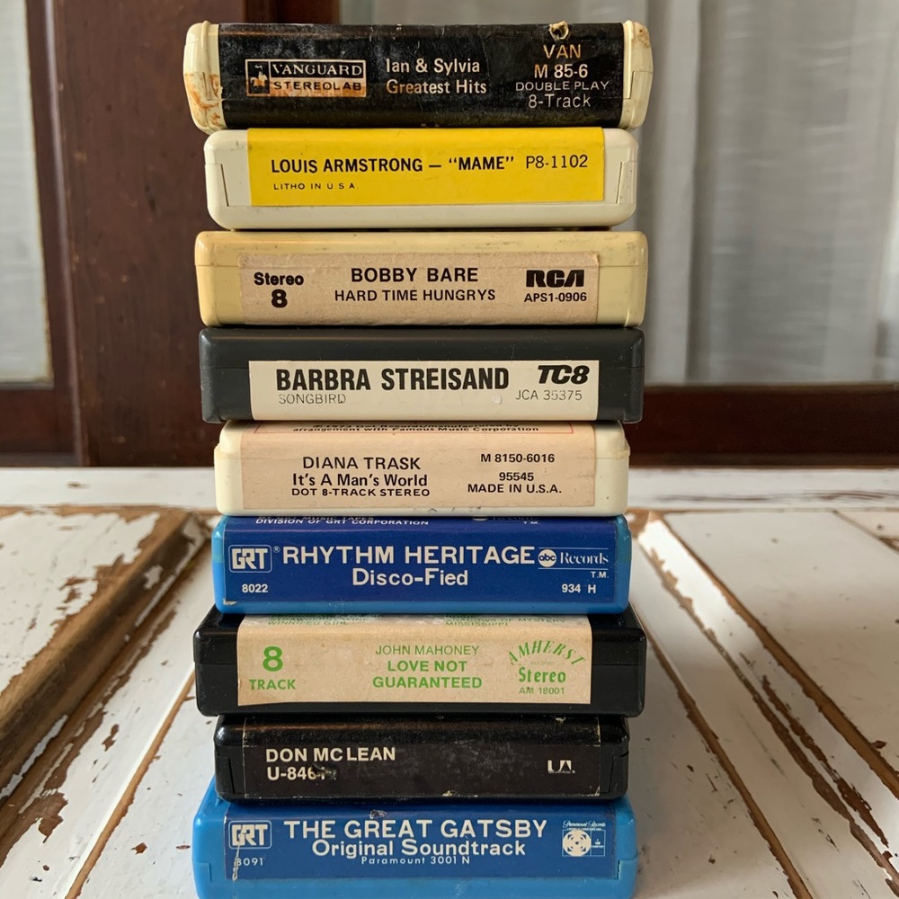 Set of 9 Various 1970’s 8 Track Tapes